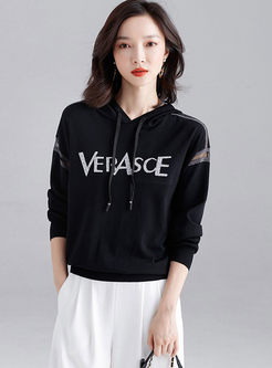 Pullover Loose Letter Embroidered Hoodie