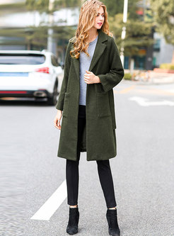 Casual Lapel Hairy Overcoat With Belt