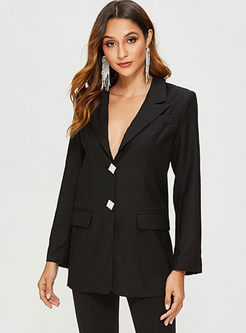 Work Notched Collar Slim Blazer With Buttons