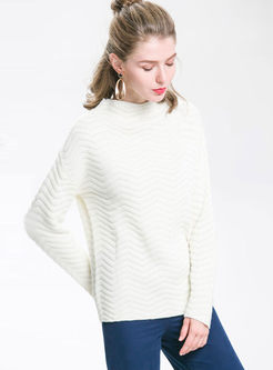 White Half Turtleneck Pullover Sweater