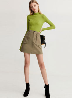 Casual High Waisted Mini A Line Skirt