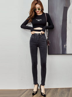 High Waisted Solid Color Tight Pencil Pants