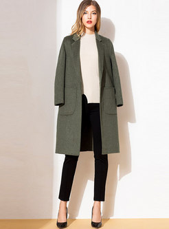 Notched Collar Double Wool Blend Overcoat