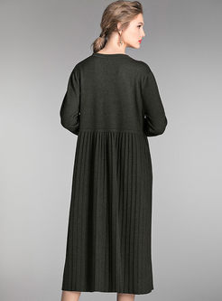 Plus Size O-neck Long Sleeve Sweater Dress