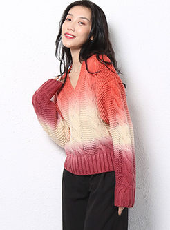 Gradient Color Pullover Loose Sweater