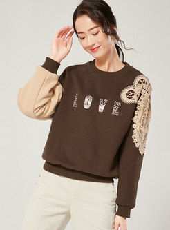 Color-blocked Patchwork Pullover Thick Sweatshirt