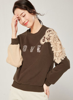 Color-blocked Patchwork Pullover Thick Sweatshirt