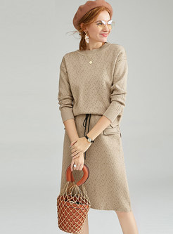 Casual Knit Two Piece Dresses 