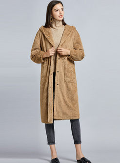 Solid Color Hooded Loose Thick Coat