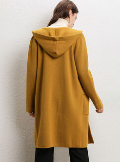 Solid Color Hooded Loose Sweater Coat