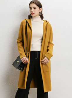 Solid Color Hooded Loose Sweater Coat