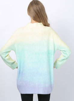 Fashion Gradient Color Loose Pullover Sweater
