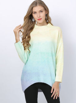 Fashion Gradient Color Loose Pullover Sweater