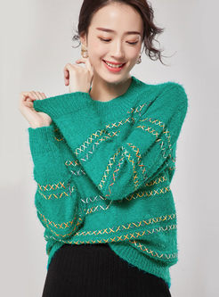 Casual O-neck Pullover Loose Sweater