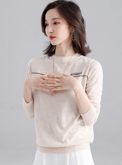 O-neck Letter Loose Pullover Sweater 