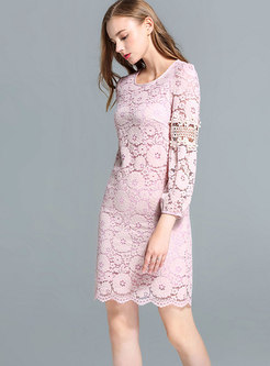 Lace Patchwork Openwork Bodycon Dress 