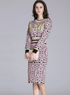 Print Color-blocked Thick Two Piece Dresses