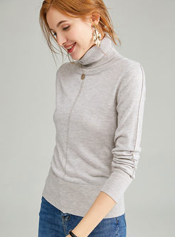 Cowl Neck Slim Pullover Thin Sweater