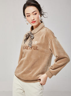 Standing Collar Letter Embroidered Sweatshirt