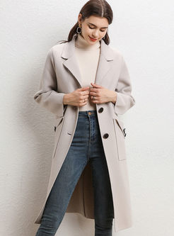 Lapel Long Sleeve Knitted Loose Overcoat