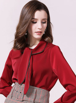 Solid Color Diamond Tie Straight Blouse