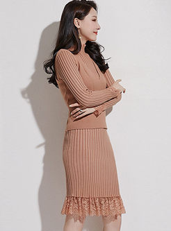 Long Sleeve Slim Sweater Dress With Vest
