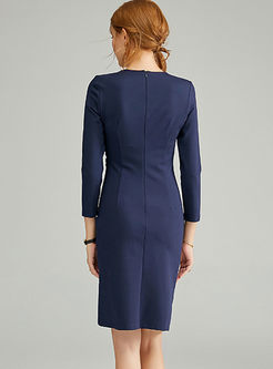 Elegant V-neck 3/4 Sleeve Bodycon Dress