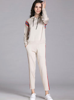 Casual Hooded Pullover Sweater Pants Suit