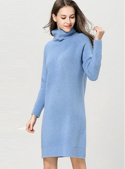 Turtleneck Straight Loose Sweater Dress
