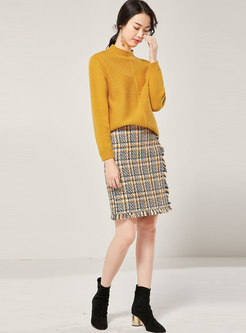 Solid Color Stand Collar Loose Sweater