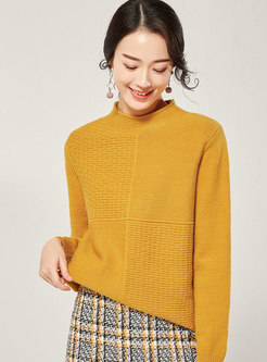 Solid Color Stand Collar Loose Sweater