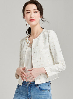 O-neck Embroidered Short Straight Jacket