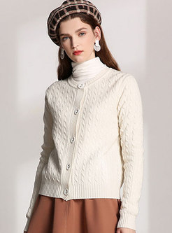 Brief Single-breasted Straight Knit Coat