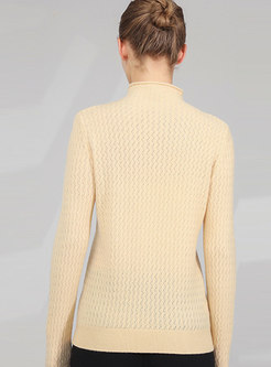 Solid Color High Collar Slim Pullover Sweater