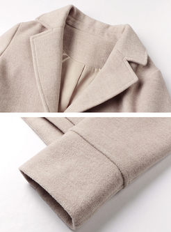 Solid Color Lapel Loose Wool Blended Coat