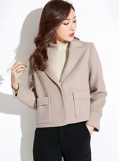 Solid Color Lapel Loose Wool Blended Coat