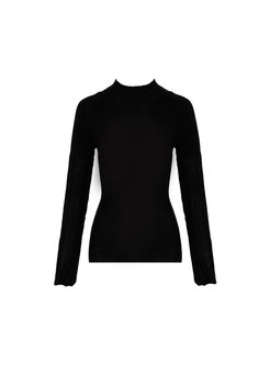 Black O-neck Flare Sleeve Slim Sweater