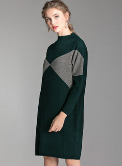 Plus Size Patchwork Loose Sweater Dress