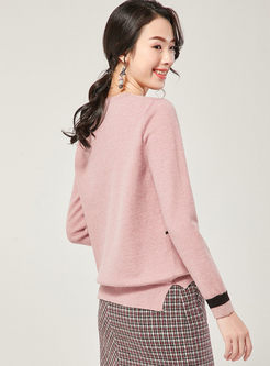 O-neck Pullover Heart Pattern Sweater