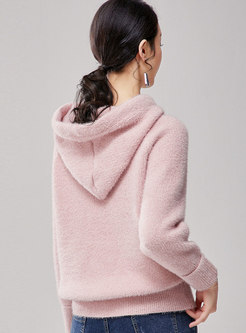 Solid Color Hooded Loose Sweater