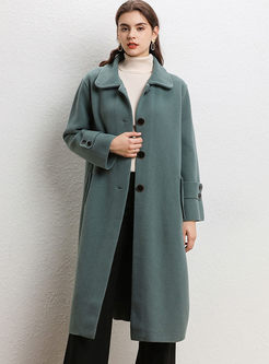 Solid Color Lapel Double-Cashmere Overcoat
