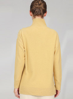 High Collar Tassel Pullover Sweater
