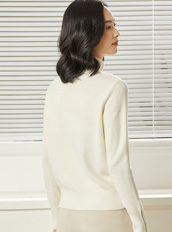 High Collar Color-blocked Pullover Loose Sweater