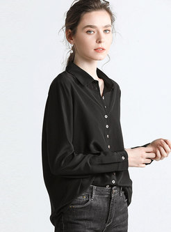 Brief Lapel Single-breasted Zip-up Blouse 