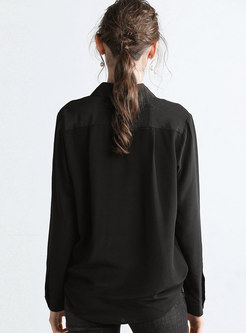 Brief Lapel Single-breasted Zip-up Blouse 