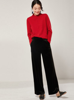 Brief Stand Collar Loose Sweater