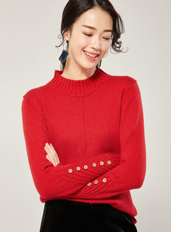 Brief Stand Collar Loose Sweater