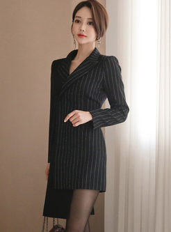 Black Striped Asymmetric Bodycon Dress
