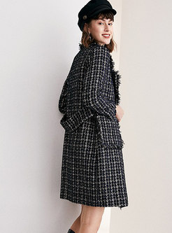 Notched Tweed Double-breasted Peacoat