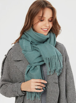 Solid Color Tassel Thick Scarf